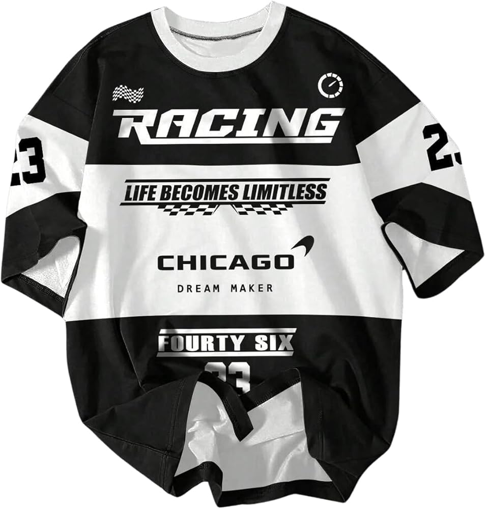 NEW RACING PRINTED DROP SHOULDER T.SHIRT FOR MENS AND BOYS CASUAL WEAR