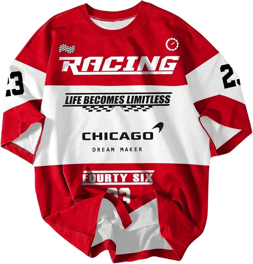 NEW RACING PRINTED DROP SHOULDER T.SHIRT FOR MENS AND BOYS CASUAL WEAR