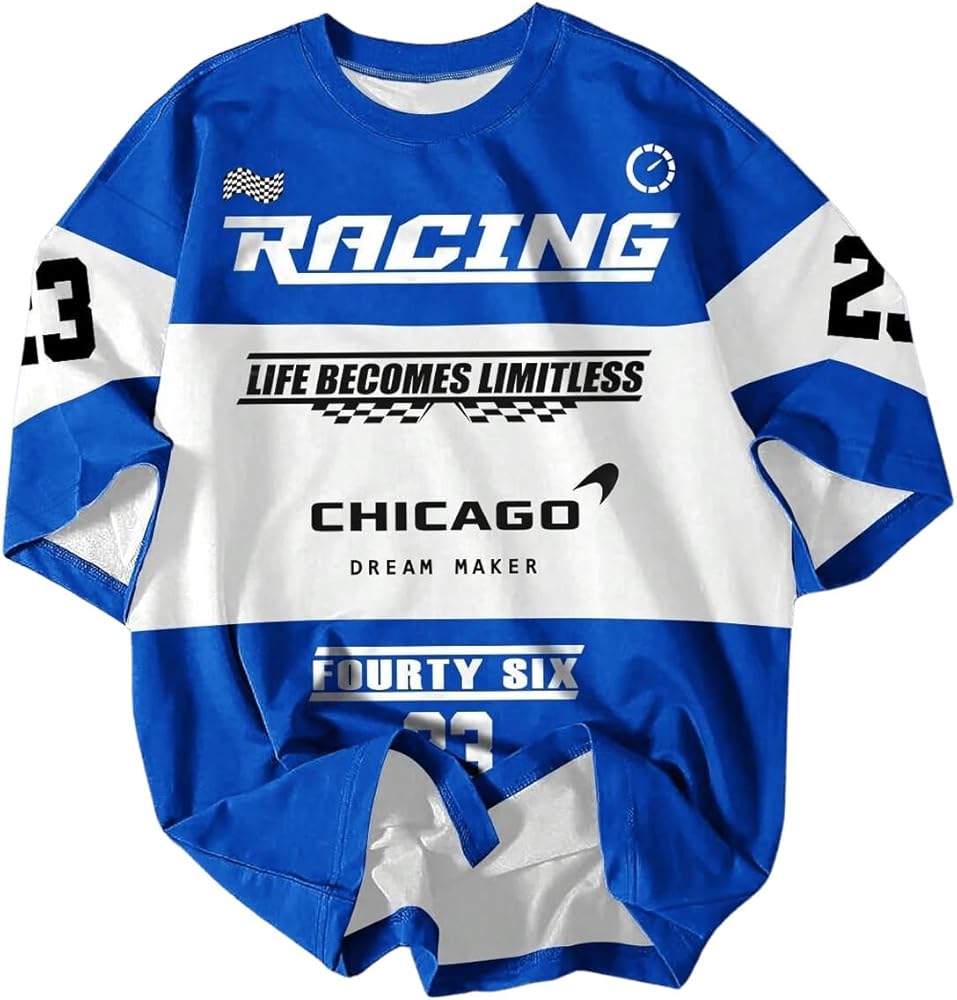 NEW RACING PRINTED DROP SHOULDER T.SHIRT FOR MENS AND BOYS CASUAL WEAR