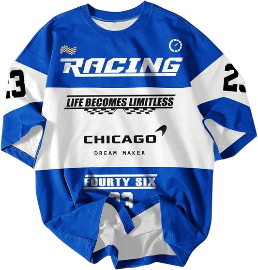 NEW RACING PRINTED DROP SHOULDER T.SHIRT FOR MENS AND BOYS CASUAL WEAR